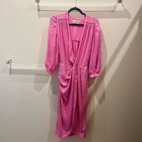 NWT Zadig & Voltaire Renew Jac Leo Twist-Front Silk Midi-Dress - Picture 3 of 4